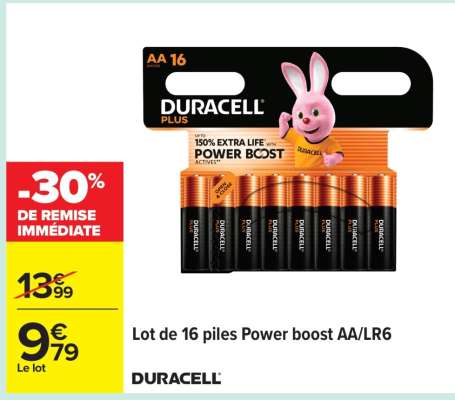 Lot de 16 piles Power boost AA/LR6