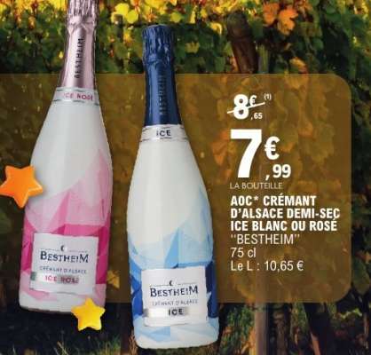 AOC* CRÉMANT D'ALSACE DEMI-SEC ICE BLANC OU ROSÉ "BESTHEIM"
