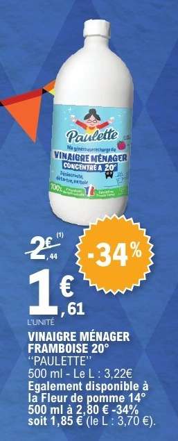VINAIGRE MÉNAGER FRAMBOISE 20°