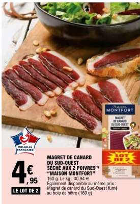 MAGRET DE CANARD DU SUD OUEST SÉCHÉ AUX 2 POIVRES "MAISON MONTFORT"