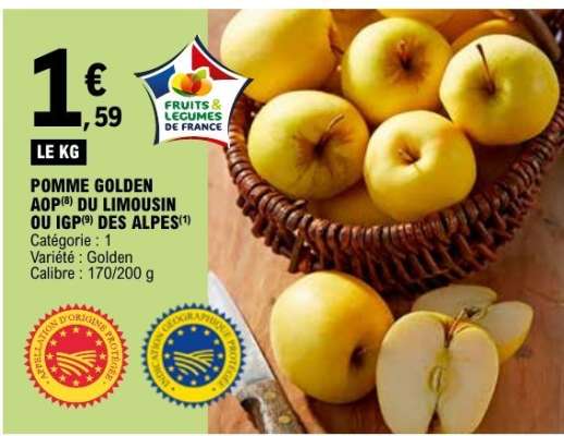 Pomme Golden AOP® du Limousin ou IGP® des Alpes
