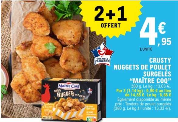 CRUSTY NUGGETS DE POULET SURGELÉS “MAÎTRE COQ”