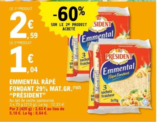 Emmental Râpé Fondant 29% Mat.Gr. 'Président'