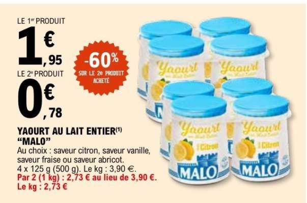 Yaourt au lait entier MALO