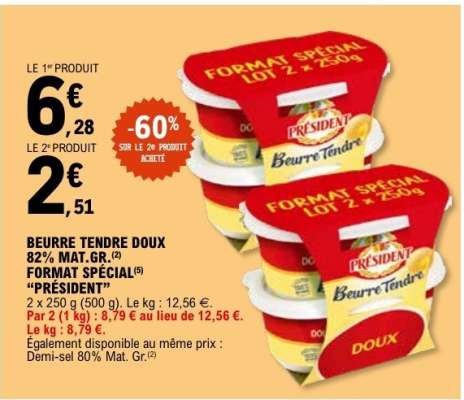 Beurre Tendre Doux 82% Mat. Gr.