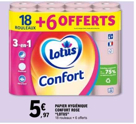 PAPIER HYGIENIQUE CONFORT ROSE "LOTUS"