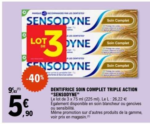 DENTIFRICE SOIN COMPLET TRIPLE ACTION 'SENSODYNE'