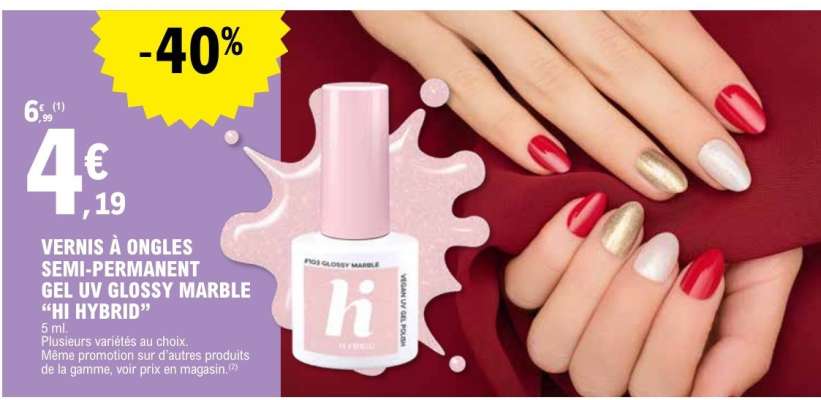 Vernis à ongles semi-permanent gel UV Glossy Marble "Hi Hybrid"