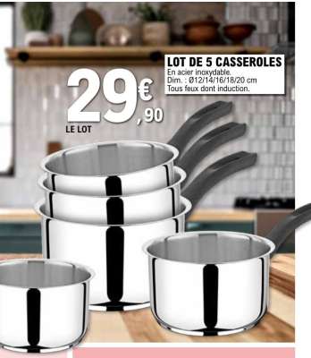 Lot de 5 casseroles