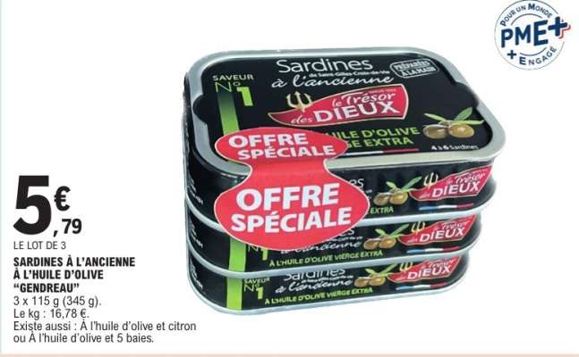 SARDINES À L'ANCIENNE À L'HUILE D'OLIVE "GENEREUX"
