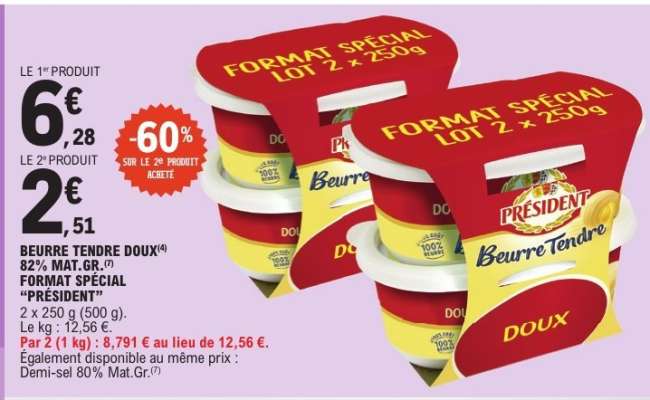PRÉSIDENT BEURRE TENDRE DOUX