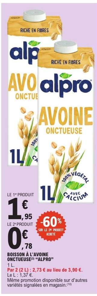 BOISSON À L'AVOINE ONCTUEUSE "ALPRO"