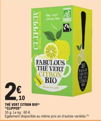 Thé Vert Citron Bio Clipper