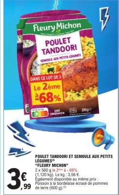 POULET TANDOORI ET SEMOULE AUX PETITS LÉGUMES