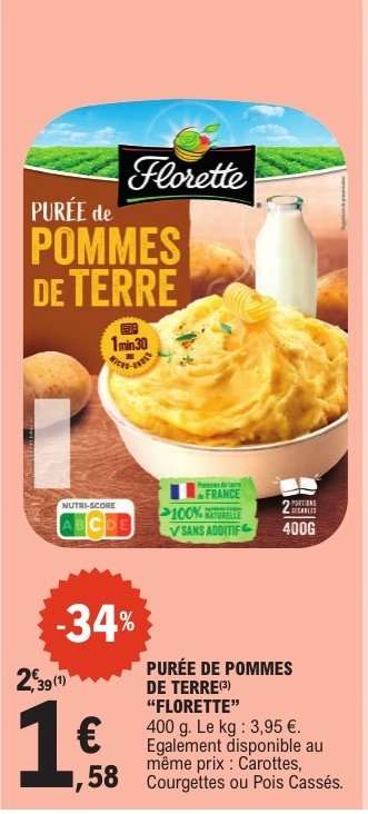 PURÉE DE POMMES DE TERRE "FLORETTE"