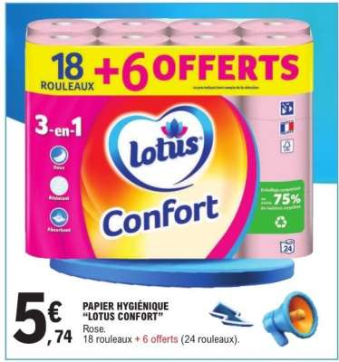 PAPIER HYGIÉNIQUE 'LOTUS CONFORT'