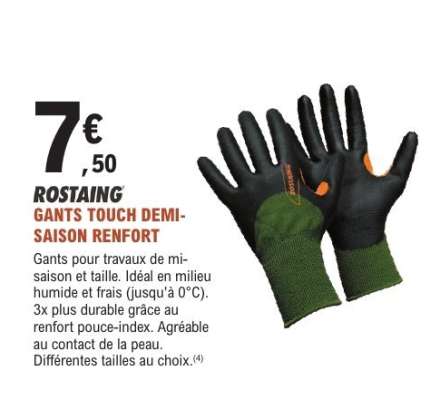 ROSTAING' GANTS TOUCH DEMI-SAISON RENFORT