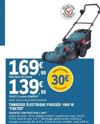 Tondeuse Électrique Poussée 1900 W 'FOXTER'