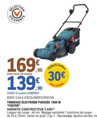 Tondeuse Électrique Poussée 1900 W 'FOXTER'