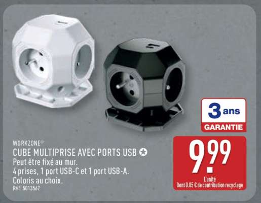 CUBE MULTIPRISE AVEC PORTS USB