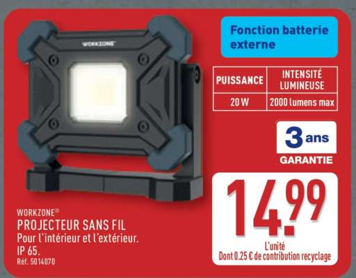 WORKZONE PROJECTEUR SANS FIL