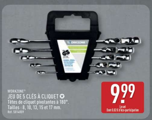 WORKZONE® JEU DE 5 CLÉS À CLIQUET