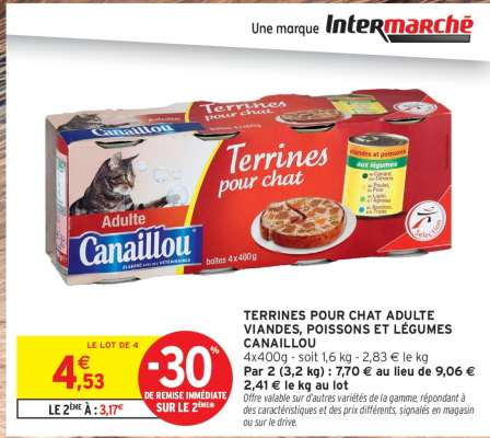 TERRINES POUR CHAT ADULTE VIANDES, POISSONS ET LÉGUMES CANAILLOU