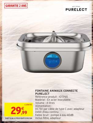 FONTAINE ANIMAUX CONNECTEE PURELECT
