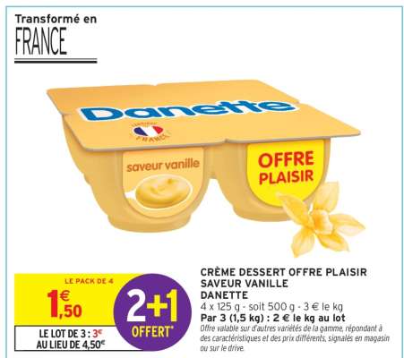 Crème Dessert Offre Plaisir Saveur Vanille Danette