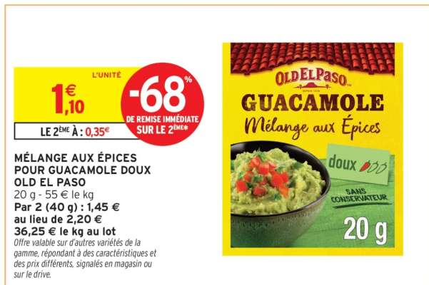 Mélange aux épices pour guacamole doux Old El Paso