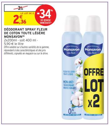 Déodorant Spray Fleur de Coton Toute Légère Monsavon
