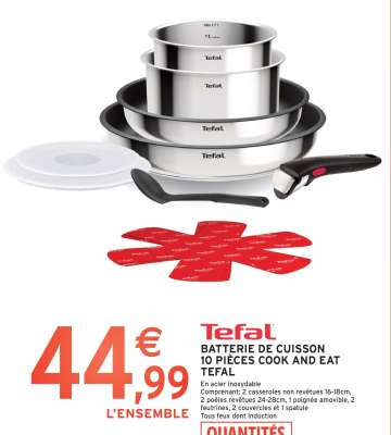 BATTERIE DE CUISSON 10 PIÈCES COOK AND EAT TEFAL