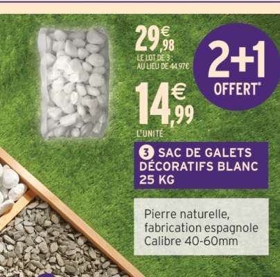 SAC DE GALETS DÉCORATIFS BLANC 25 KG