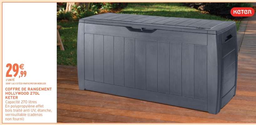 COFFRE DE RANGEMENT HOLLYWOOD 270L KETER