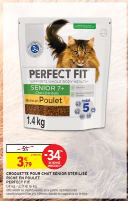 CROQUETTE POUR CHAT SÉNIOR STÉRILISÉ RICHE EN POULET PERFECT FIT