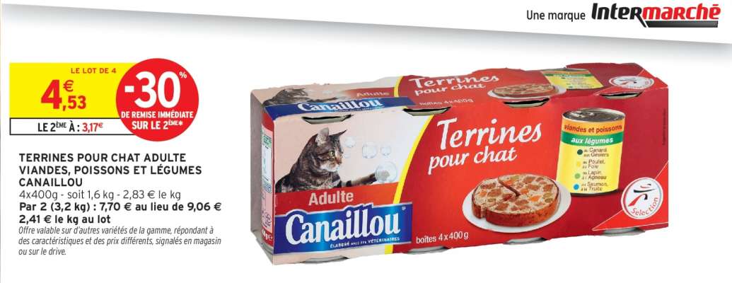 Terrines pour chat adulte viandes, poissons et légumes Canaille