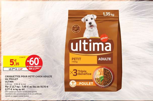 Ultima Croquettes pour Petit Chien Adulte au Poulet