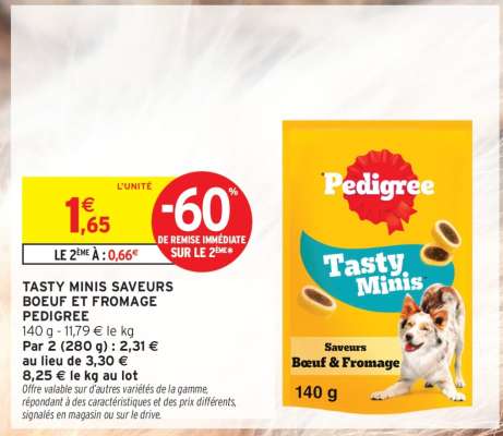 TASTY MINIS SAVEURS BOEUF ET FROMAGE PEDIGREE
