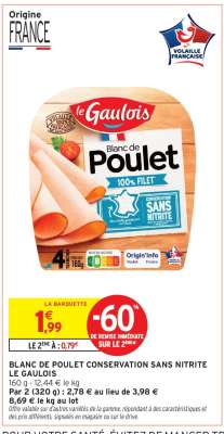 BLANC DE POULET CONSERVATION SANS NITRITE LE GAULOIS