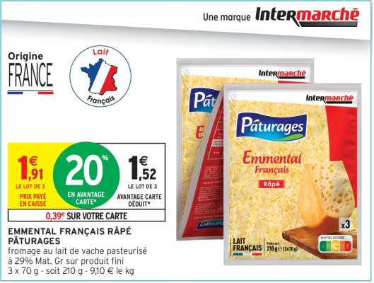 EMMENTAL FRANÇAIS RÂPÉ PÂTURAGES