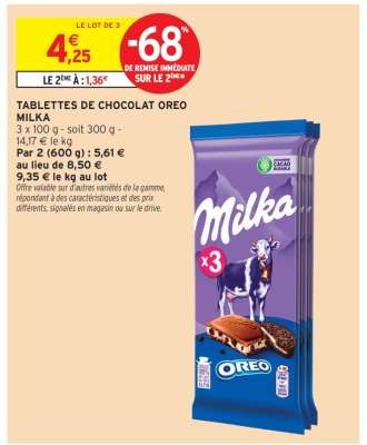 Tablettes De Chocolat Oréo Milka