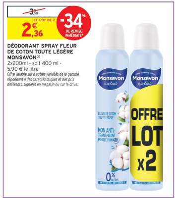 Déodorant Spray Fleur de Coton Toute Légère Monsavon