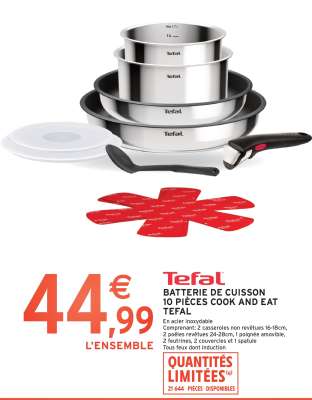 BATTERIE DE CUISSON 10 PIÈCES COOK AND EAT TEFAL