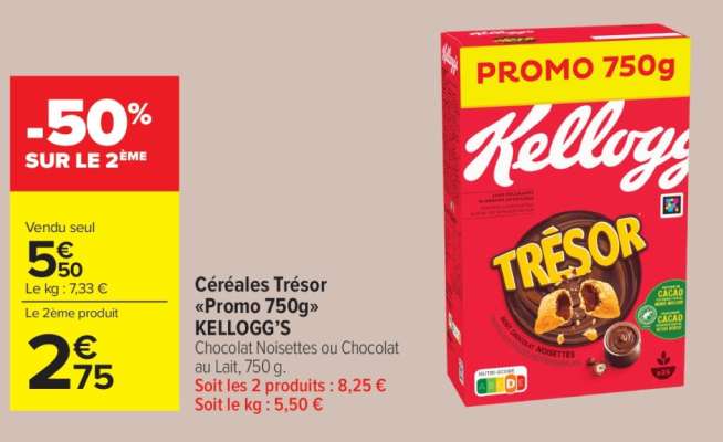 Céréales Trésor «Promo 750g» KELLOGG’S