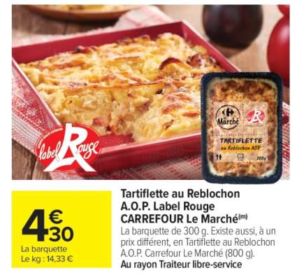 Tartiflette au Reblochon A.O.P. Label Rouge