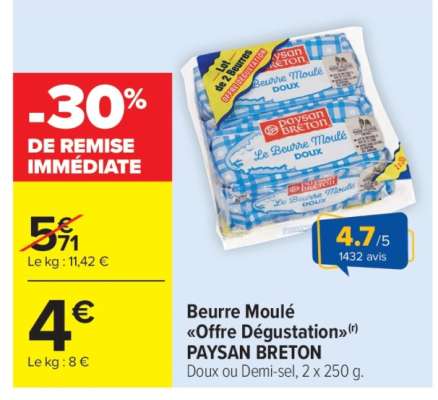 Beurre moulé «Offre Dégustation» PAYSAN BRETON