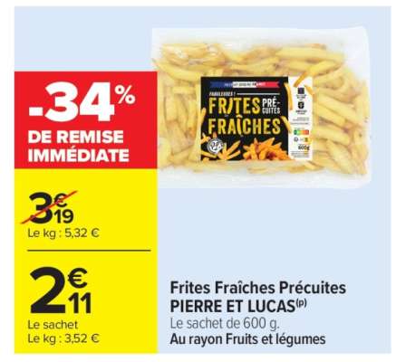 Frites Fraîches Précuites PIERRE ET LUCAS