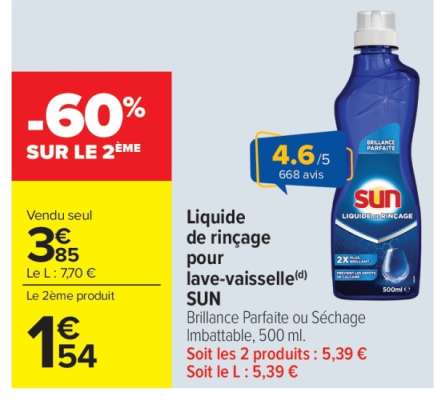 Liquide de rinçage pour lave-vaisselle SUN