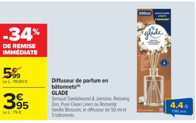 Diffuseur de parfum en bâtonnets GLADE