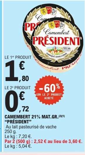 Camembert 21% MAT.GR. "PRÉSIDENT"